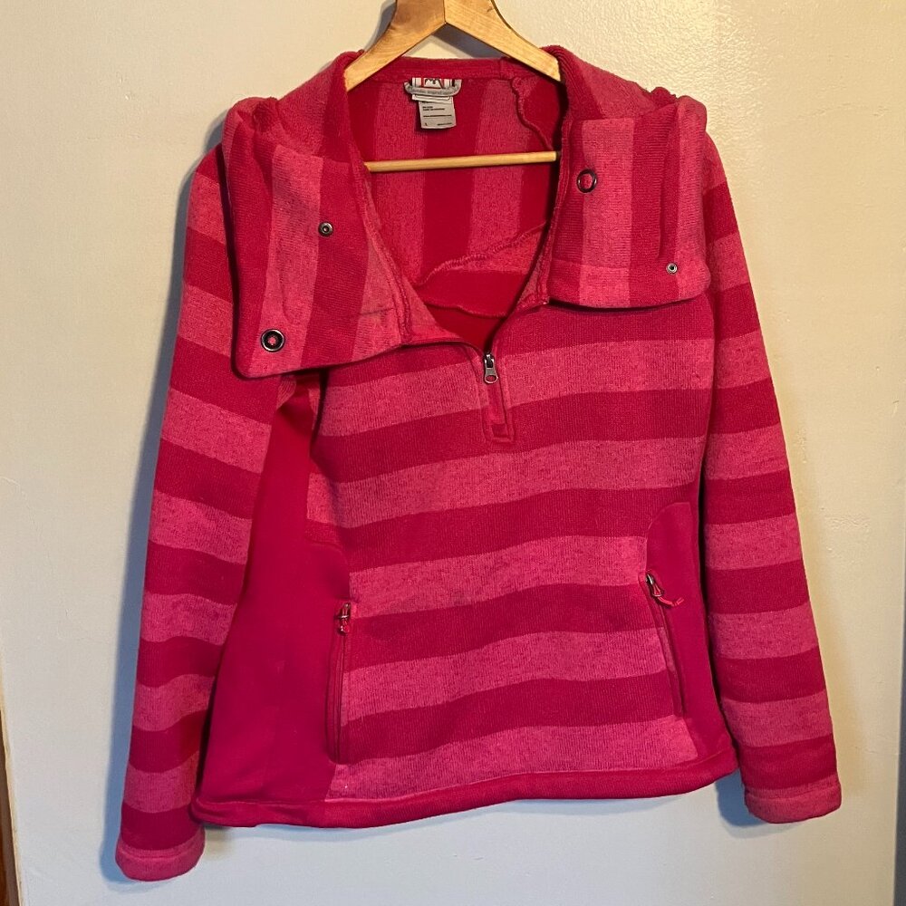 Avalanche women's pink striped fleece hoodie size large